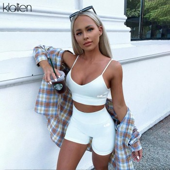 Sexy Casual Camisole and Short 2 Piece Set Women Streewear Fitness Outfit Sportswear Summer Beach Cotton Tracksuit Women